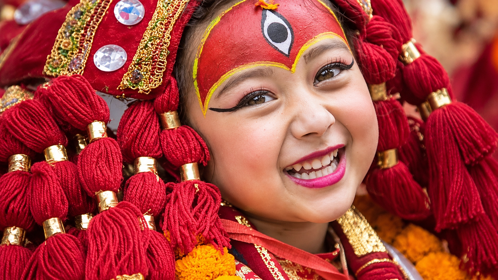 Kumari Goddess heritage background representation of Nepal